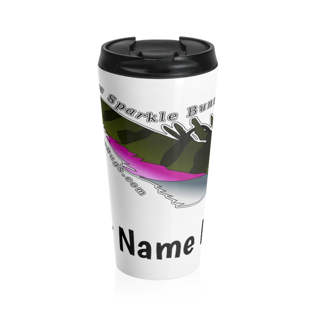 Personalized Rainbow Sparkle Bunny Stainless Steel Travel Mug