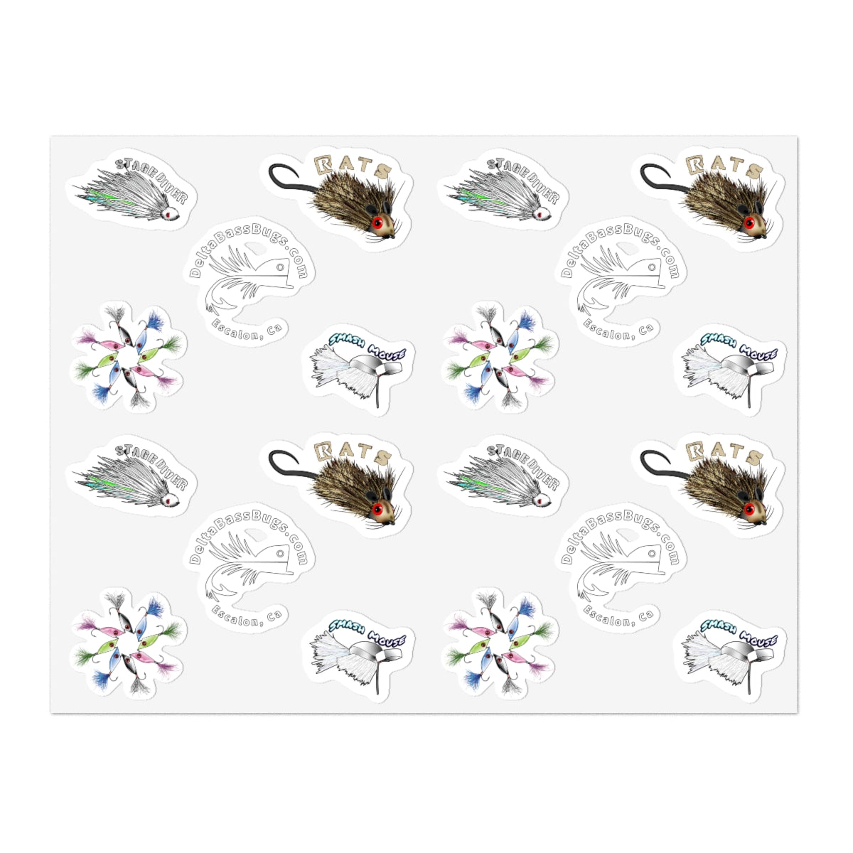 Delta Bass Bugs Hot Fly Sticker Sheets