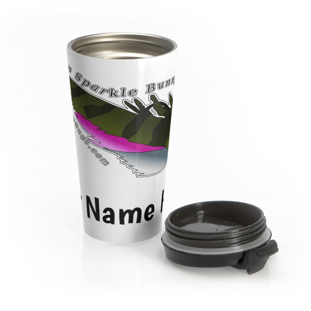 Personalized Rainbow Sparkle Bunny Stainless Steel Travel Mug