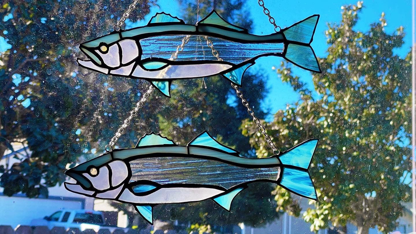 10in Striped Bass Stained Glass